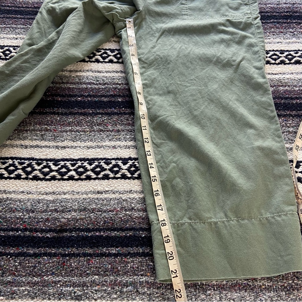 Talbots Pull On Wide Leg Crop Cotton Linen Sage Green Cropped Pants M Petite - Picture 6 of 14